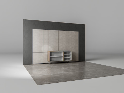 Sideboard with wall panel and flooring 10 3D Модель