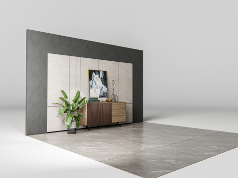 Sideboard with wall panel and flooring 10 3D Модель