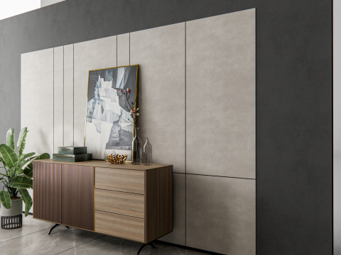 Sideboard with wall panel and flooring 10 3D Модель