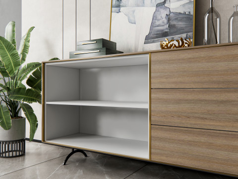 Sideboard with wall panel and flooring 10 3D Модель