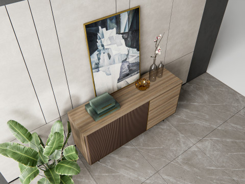 Sideboard with wall panel and flooring 10 3D Модель