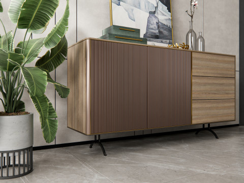 Sideboard with wall panel and flooring 10 3D Модель