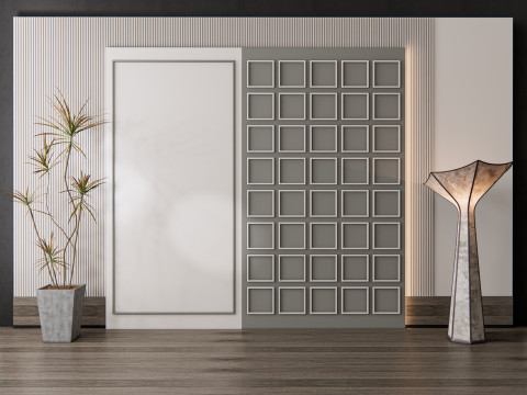 Sideboard with wall panel and flooring 11 Modello 3D