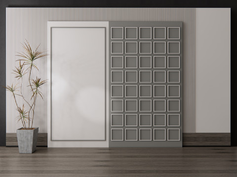 Sideboard with wall panel and flooring 11 Modello 3D