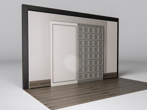 Sideboard with wall panel and flooring 11 Modello 3D