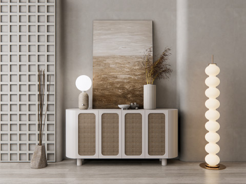 Sideboard with wall panel and flooring 12 3Dモデル