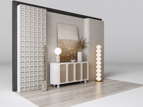 Sideboard with wall panel and flooring 12 3D Model