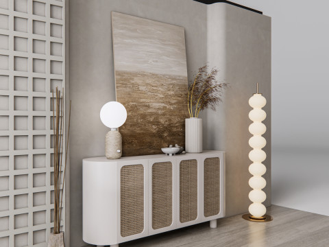 Sideboard with wall panel and flooring 12 3D Model