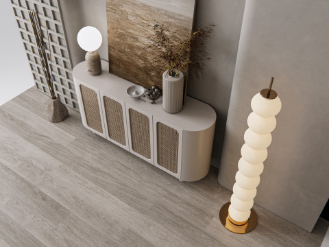 Sideboard with wall panel and flooring 12 3D Model