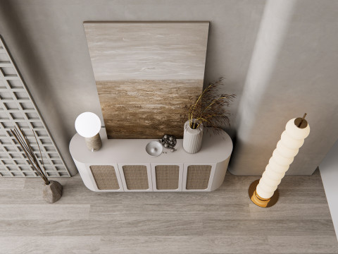 Sideboard with wall panel and flooring 12 3D Model