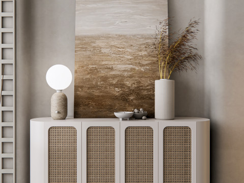 Sideboard with wall panel and flooring 12 3D Model