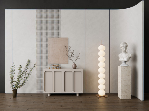 Sideboard with wall panel and flooring 13 3D Model