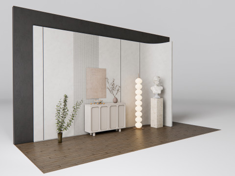 Sideboard with wall panel and flooring 13 3D मॉडल