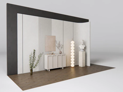 Sideboard with wall panel and flooring 13 3D Model