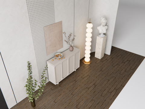 Sideboard with wall panel and flooring 13 3D मॉडल