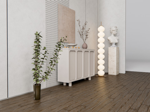 Sideboard with wall panel and flooring 13 3D मॉडल