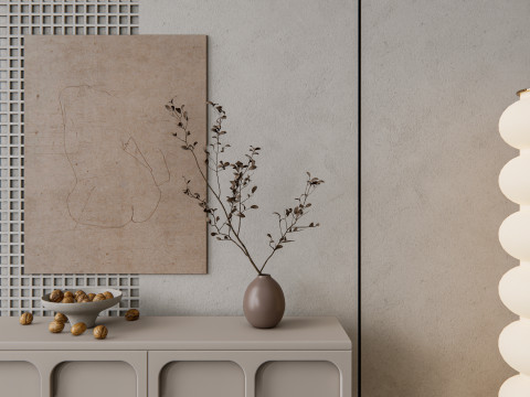 Sideboard with wall panel and flooring 13 3D मॉडल