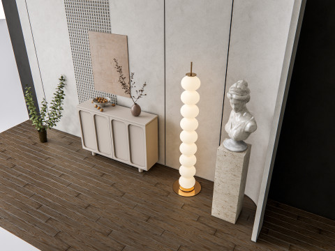 Sideboard with wall panel and flooring 13 3D मॉडल