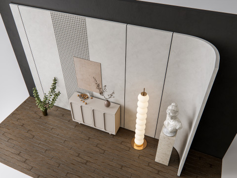 Sideboard with wall panel and flooring 13 3D मॉडल