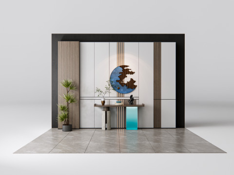 Sideboard with wall panel and flooring 14 3D Model