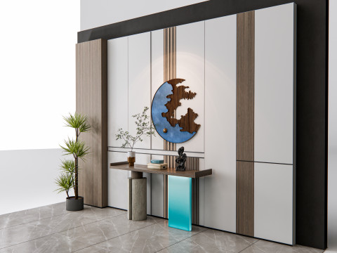 Sideboard with wall panel and flooring 14 3D Model