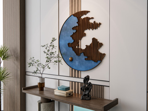 Sideboard with wall panel and flooring 14 3D Model