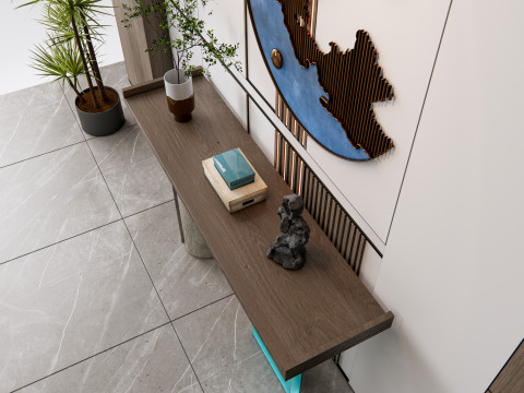 Sideboard with wall panel and flooring 14 3D Model