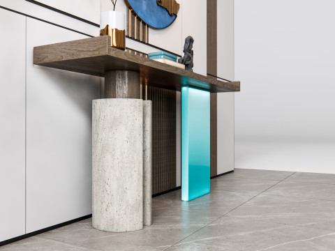 Sideboard with wall panel and flooring 14 3D Model