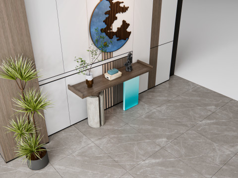 Sideboard with wall panel and flooring 14 3D Model