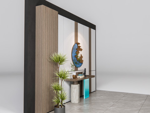 Sideboard with wall panel and flooring 14 3D Model