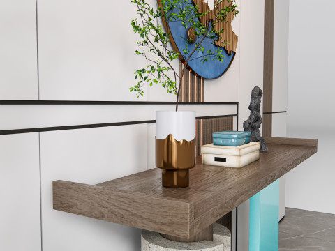 Sideboard with wall panel and flooring 14 3D Model