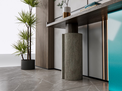 Sideboard with wall panel and flooring 14 3D Model