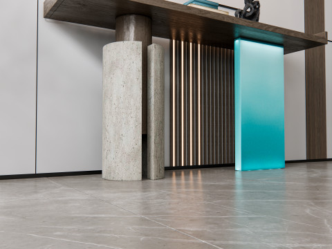 Sideboard with wall panel and flooring 14 3D Model
