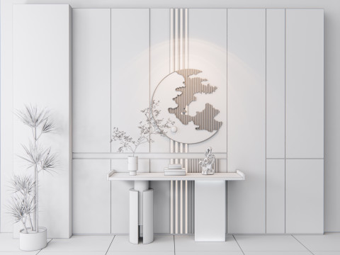 Sideboard with wall panel and flooring 14 3D Model