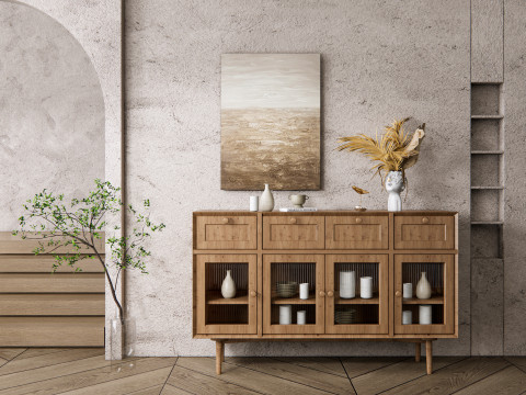 Sideboard with wall panel and flooring 15 3D Модель