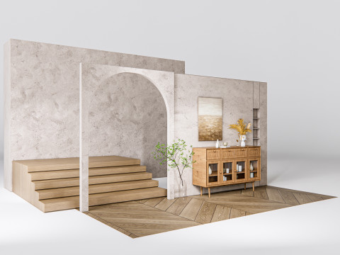 Sideboard with wall panel and flooring 15 3D Модель