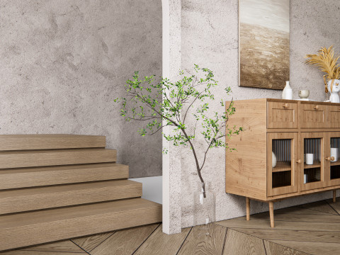 Sideboard with wall panel and flooring 15 3D Модель