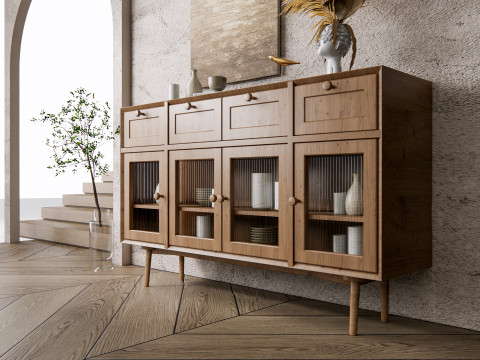 Sideboard with wall panel and flooring 15 3D Модель