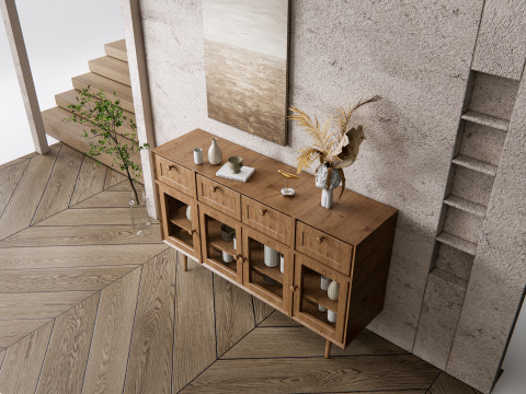 Sideboard with wall panel and flooring 15 3D Модель
