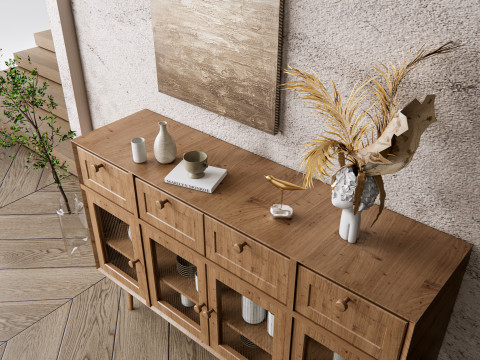 Sideboard with wall panel and flooring 15 3D Модель