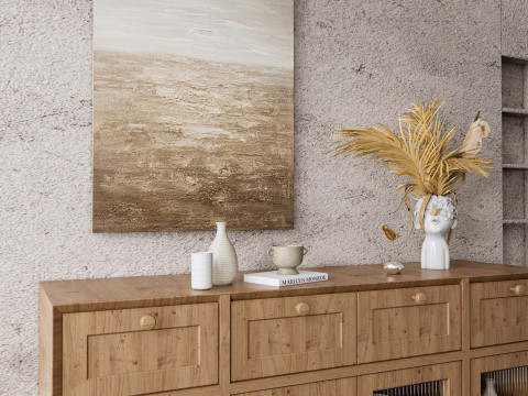 Sideboard with wall panel and flooring 15 3D Модель