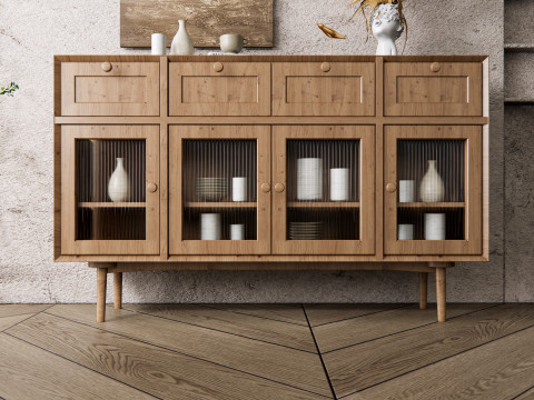 Sideboard with wall panel and flooring 15 3D Модель