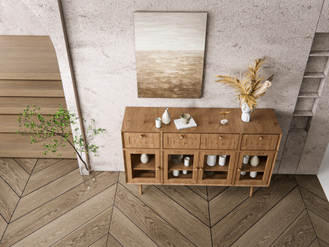 Sideboard with wall panel and flooring 15 3D Модель