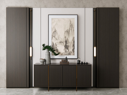 Sideboard with wall panel and flooring 16 3D मॉडल