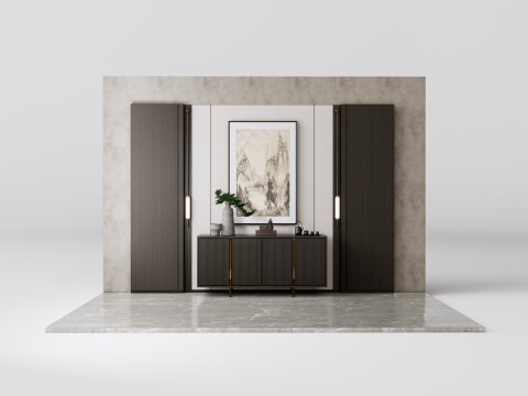 Sideboard with wall panel and flooring 16 3D मॉडल
