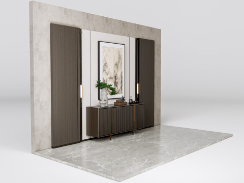 Sideboard with wall panel and flooring 16 3D मॉडल