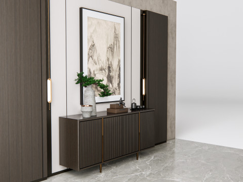 Sideboard with wall panel and flooring 16 3D मॉडल