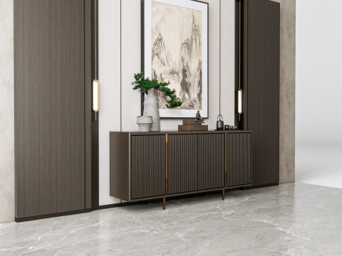 Sideboard with wall panel and flooring 16 3D मॉडल