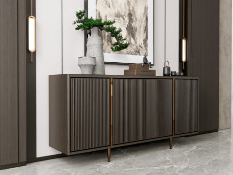 Sideboard with wall panel and flooring 16 3D मॉडल