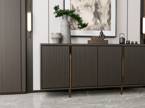 Sideboard with wall panel and flooring 16 3D मॉडल